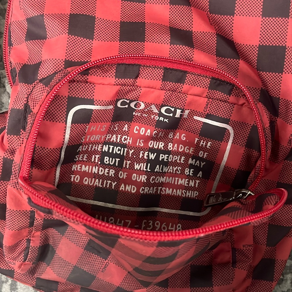 Packable Backpack With Gingham Print Coach - image 4
